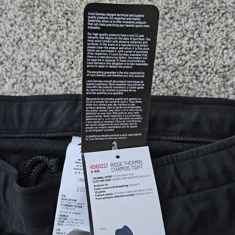 Louis Garneau Solano Ridge Thermal Chamois Leggings Padded Cycling Pants Mens XL